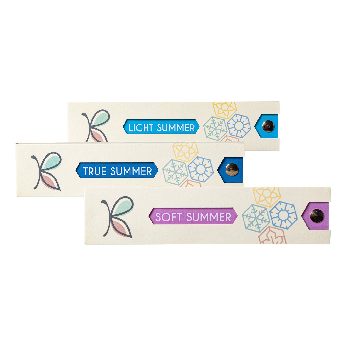 Complete Set of 12 Seasonal Colour Palettes – 12 Season Colour Analysis Fans by Kelly Tavora.