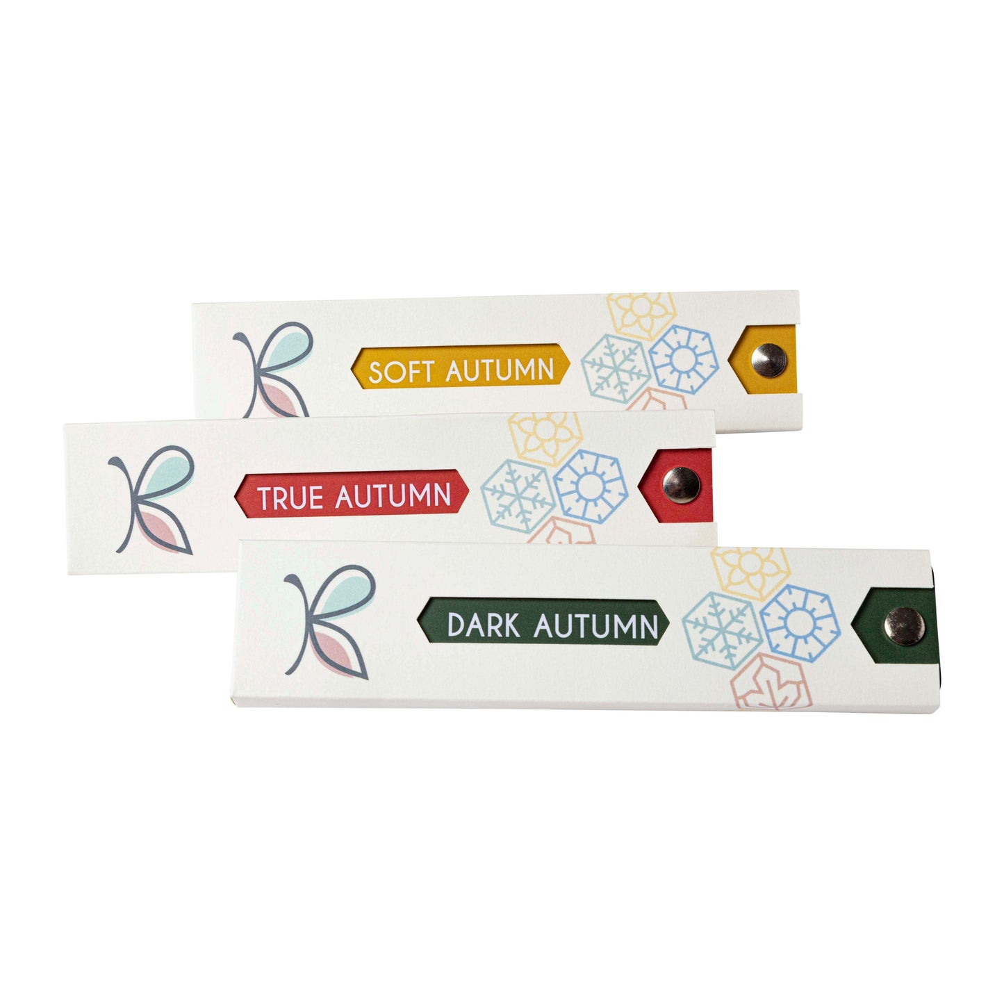 Complete Set of 12 Seasonal Colour Palettes – 12 Season Colour Analysis Fans by Kelly Tavora.