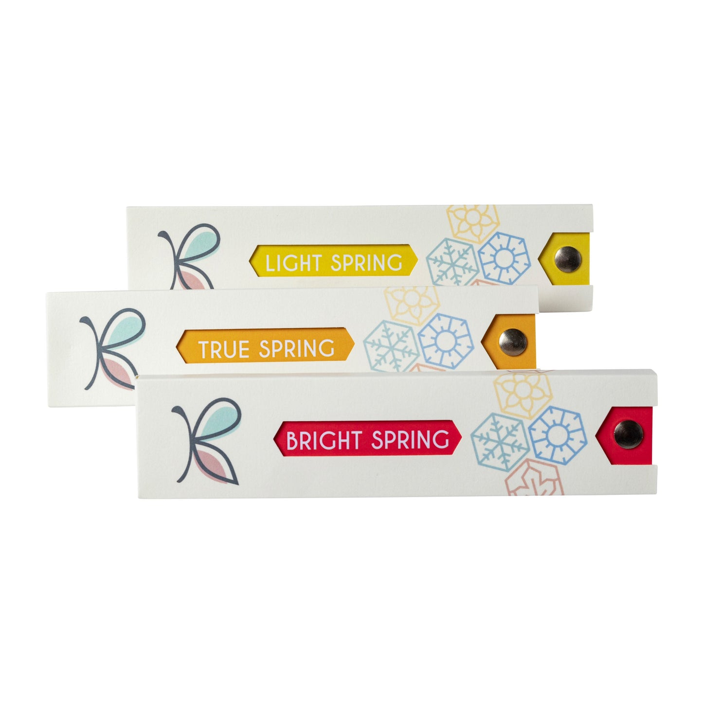 Complete Set of 12 Seasonal Colour Palettes – 12 Season Colour Analysis Fans by Kelly Tavora.